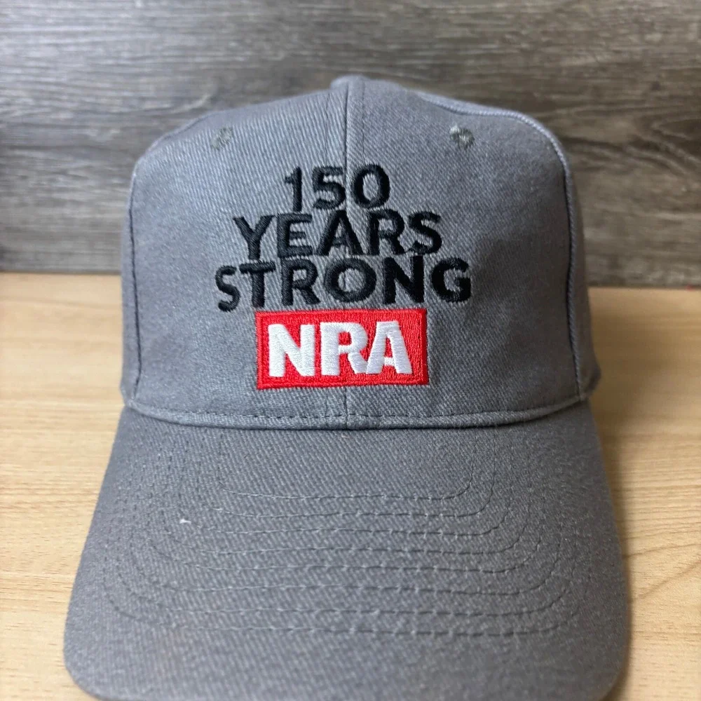 NRA Hat Cap Strap‎ Gray 150 Years Strong Adjustable